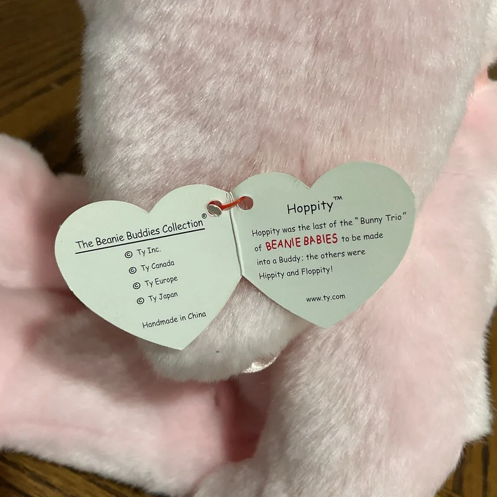 Ty Pink Bunny Duo Plush Set beanie and buddy HOPPITY